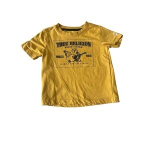 True Religion Toddler Boys Mustard Yellow Buddha World Tour Graphic Tee Shirt 3T